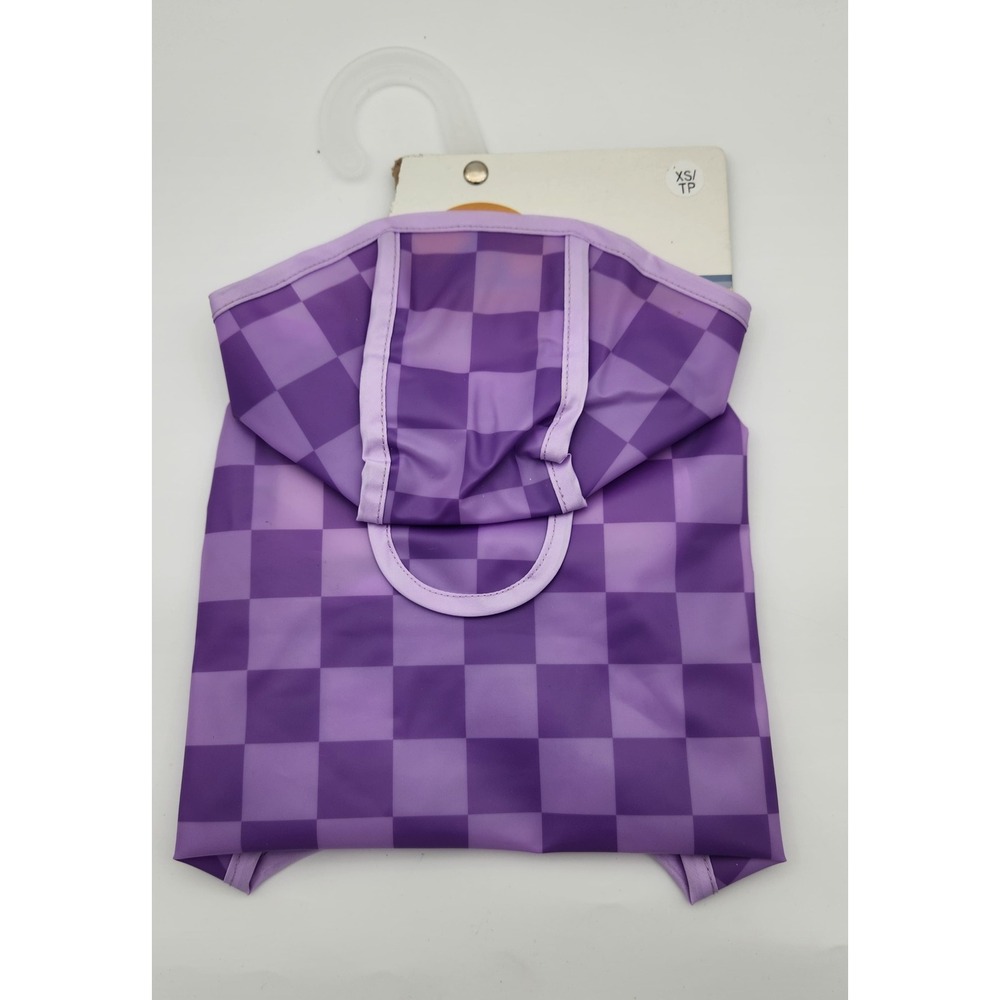 C&C California Pet Hooded Rain Coat Waterproof XS Purple Checked NEW